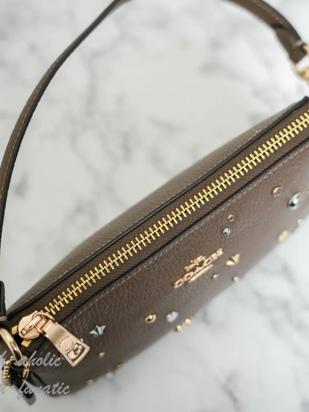 Coach CDC25 Nolita 19 With Rivets Wristlet in Leather/Gold/Dark Stone Multi NWT